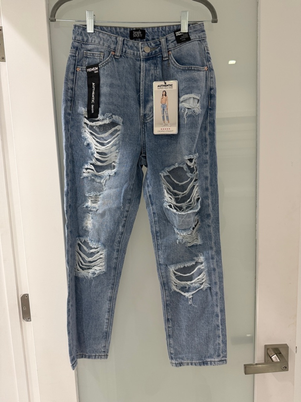 Unbranded Women's Distressed Light Blue Mom Jeans